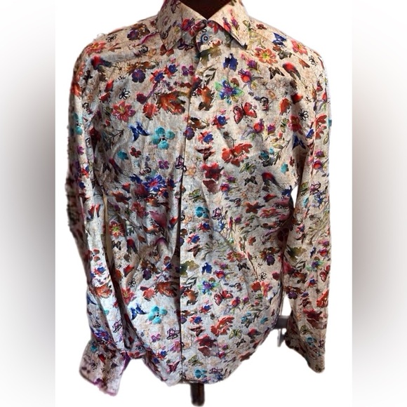 Gabano Spring Butterfly Casual Button Down M Fit Bought in Amsterdam Flowers - Picture 1 of 14